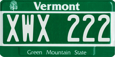 VT license plate XWX222