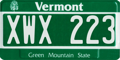 VT license plate XWX223