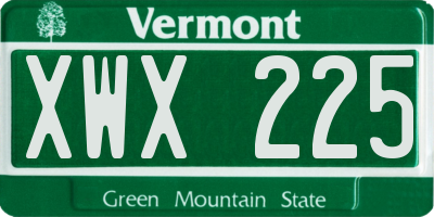VT license plate XWX225