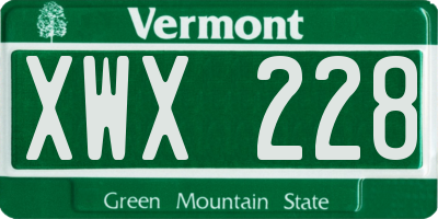 VT license plate XWX228