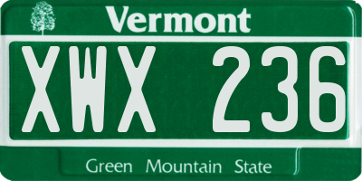VT license plate XWX236