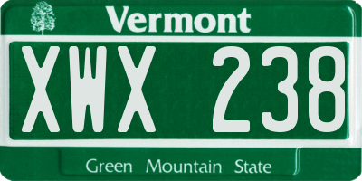 VT license plate XWX238