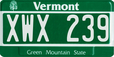 VT license plate XWX239