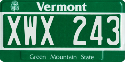 VT license plate XWX243