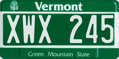 VT license plate XWX245
