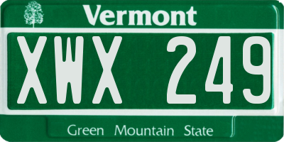VT license plate XWX249