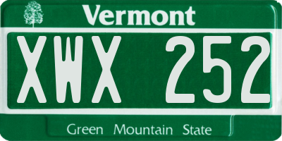 VT license plate XWX252