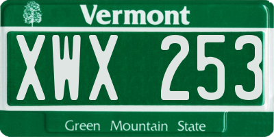 VT license plate XWX253