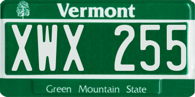 VT license plate XWX255