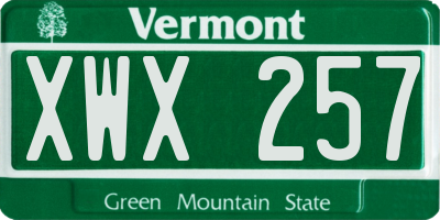 VT license plate XWX257
