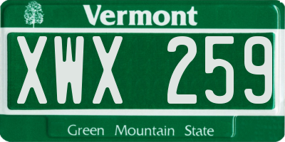 VT license plate XWX259