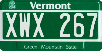 VT license plate XWX267