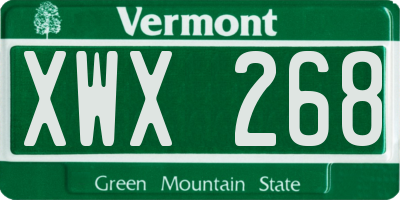 VT license plate XWX268