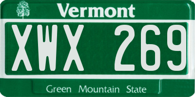 VT license plate XWX269