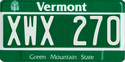 VT license plate XWX270