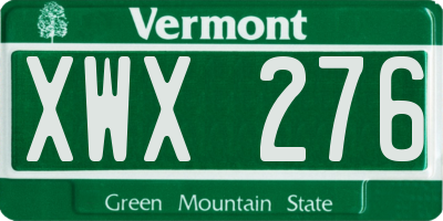 VT license plate XWX276