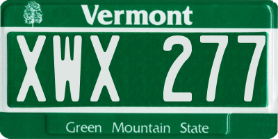 VT license plate XWX277