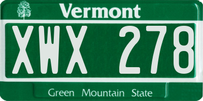 VT license plate XWX278