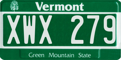 VT license plate XWX279