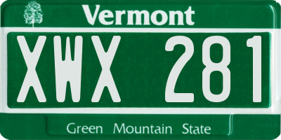 VT license plate XWX281
