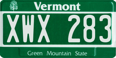 VT license plate XWX283
