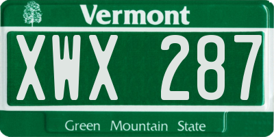 VT license plate XWX287