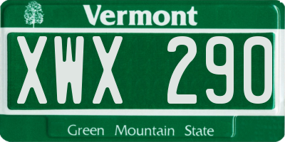 VT license plate XWX290