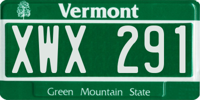 VT license plate XWX291