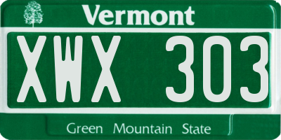 VT license plate XWX303