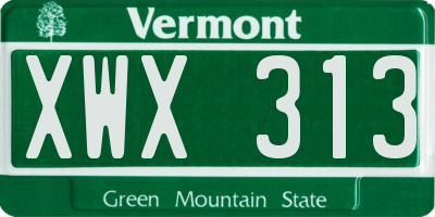 VT license plate XWX313