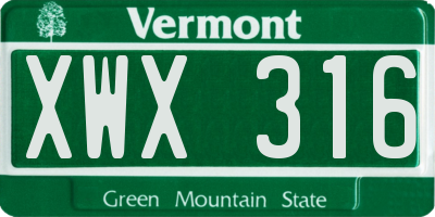 VT license plate XWX316