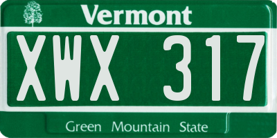 VT license plate XWX317