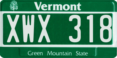 VT license plate XWX318
