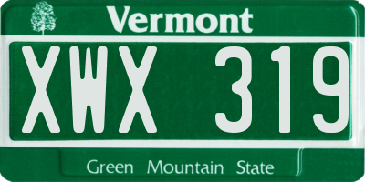 VT license plate XWX319