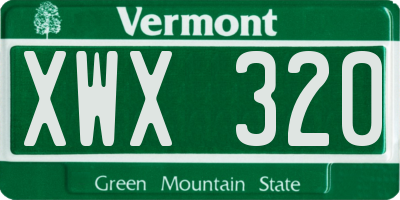 VT license plate XWX320