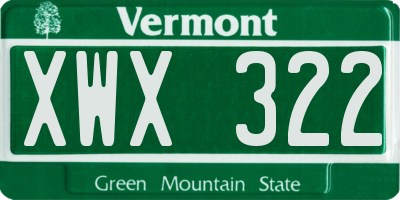 VT license plate XWX322