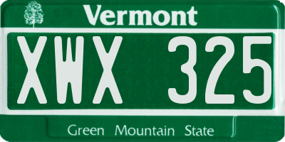 VT license plate XWX325