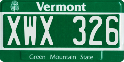 VT license plate XWX326