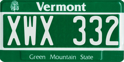 VT license plate XWX332