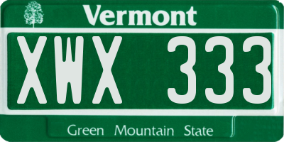VT license plate XWX333