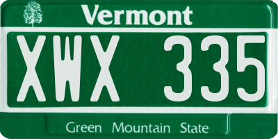 VT license plate XWX335