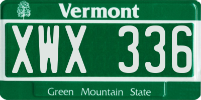 VT license plate XWX336