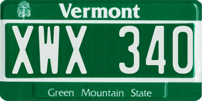 VT license plate XWX340