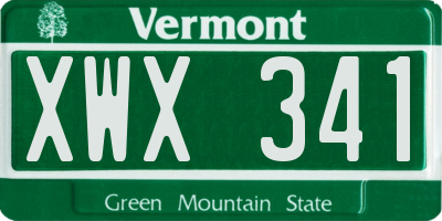 VT license plate XWX341