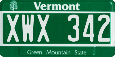 VT license plate XWX342