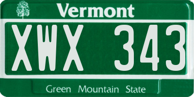 VT license plate XWX343