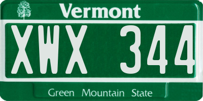 VT license plate XWX344