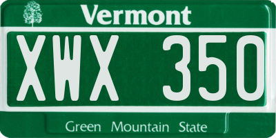 VT license plate XWX350