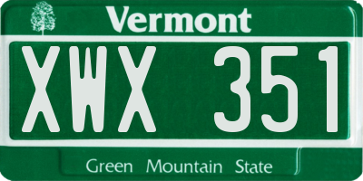 VT license plate XWX351