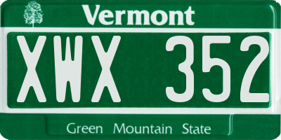 VT license plate XWX352